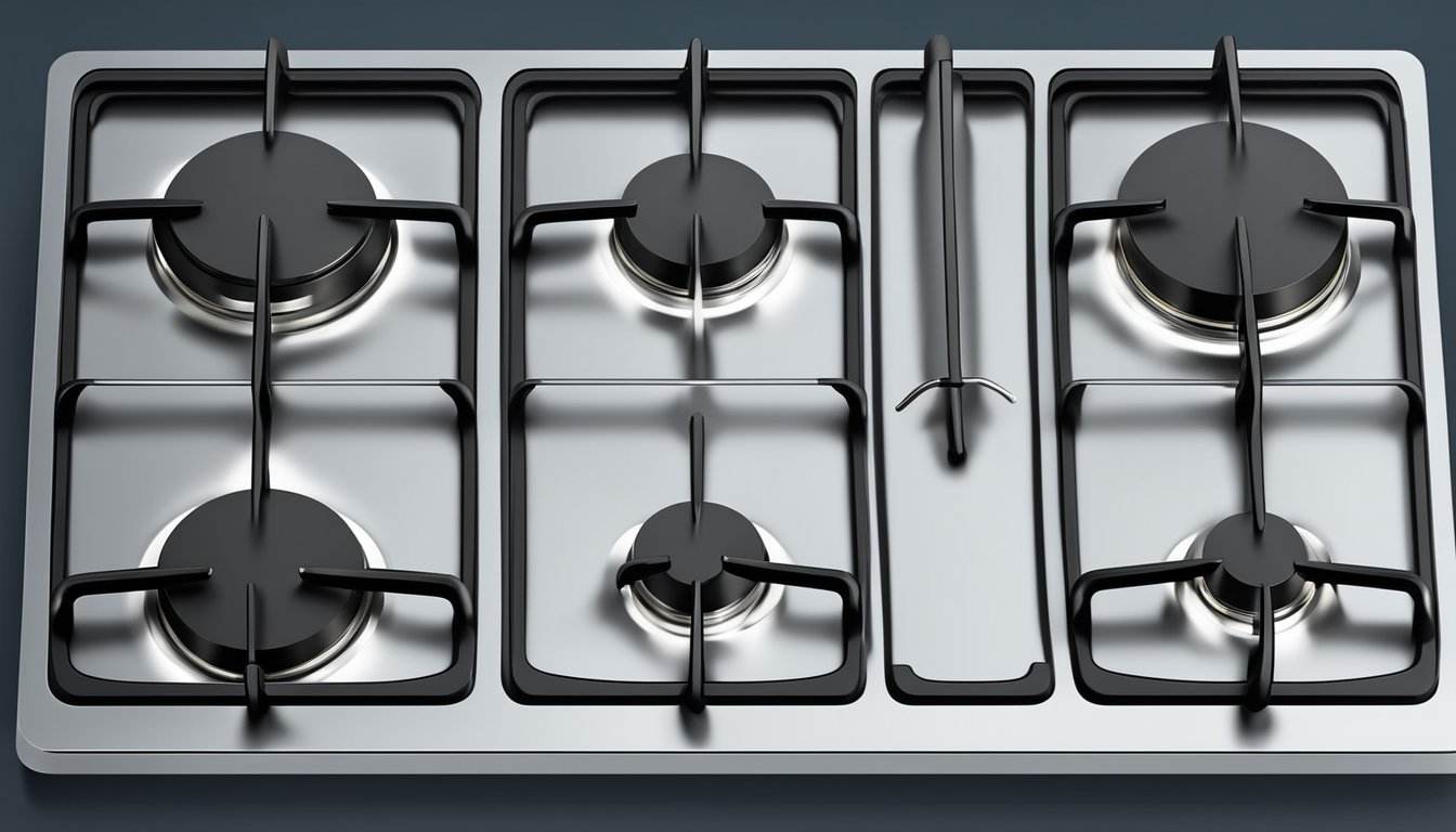 A gas hob with varying sizes, from small to large, arranged in a row on top of a stove