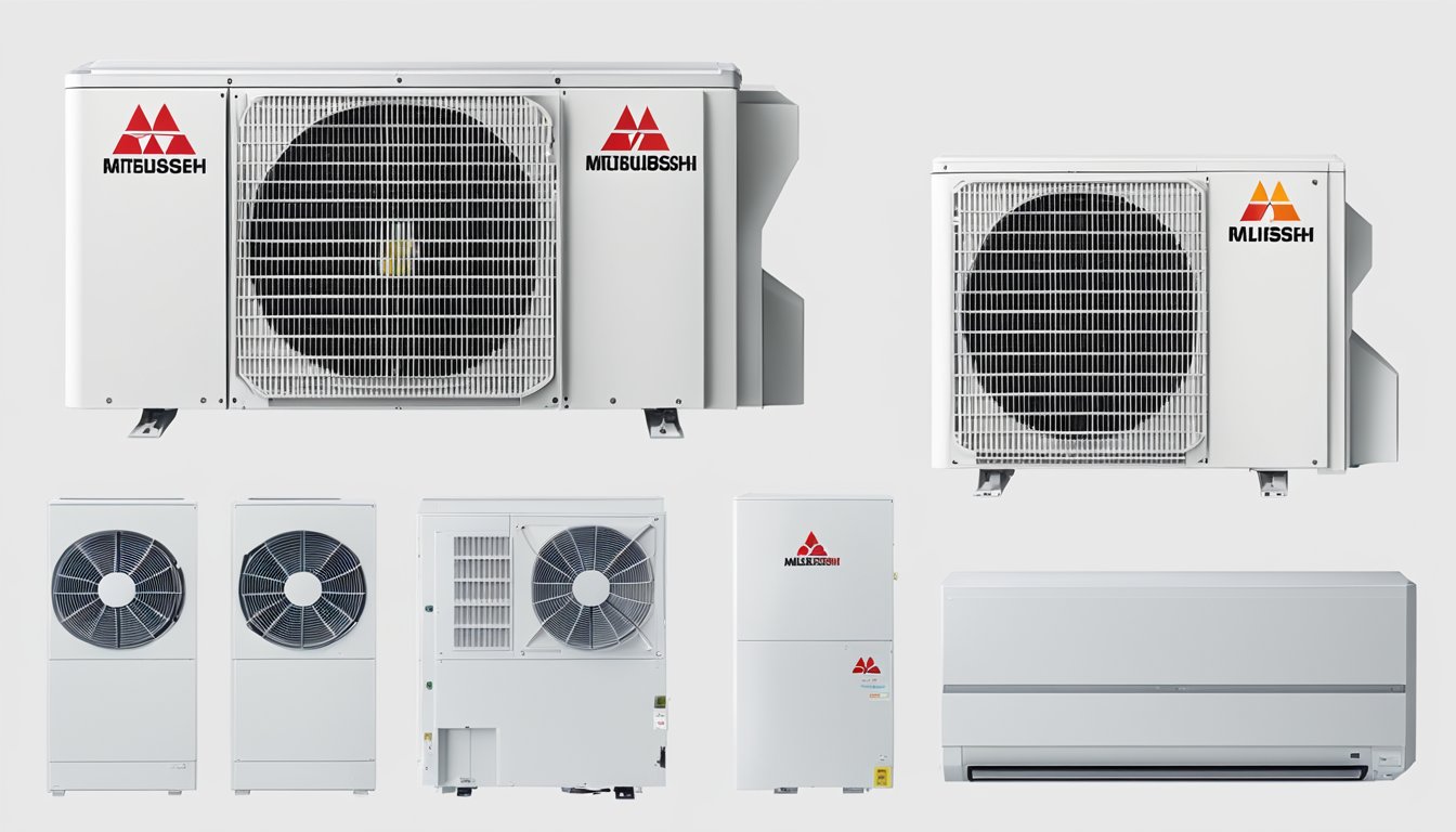 A Mitsubishi system 2 unit with specifications and options displayed on a clean, white background