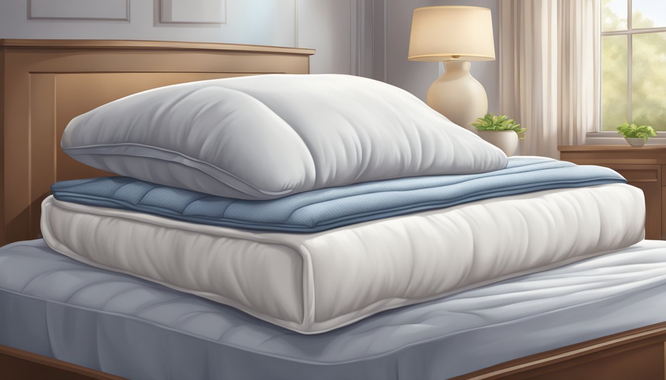 A stack of plush pillows and a cozy blanket accompany a thick, luxurious mattress for optimal comfort