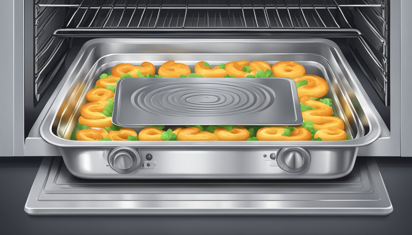 Aluminum foil lined baking tray in oven with question mark above