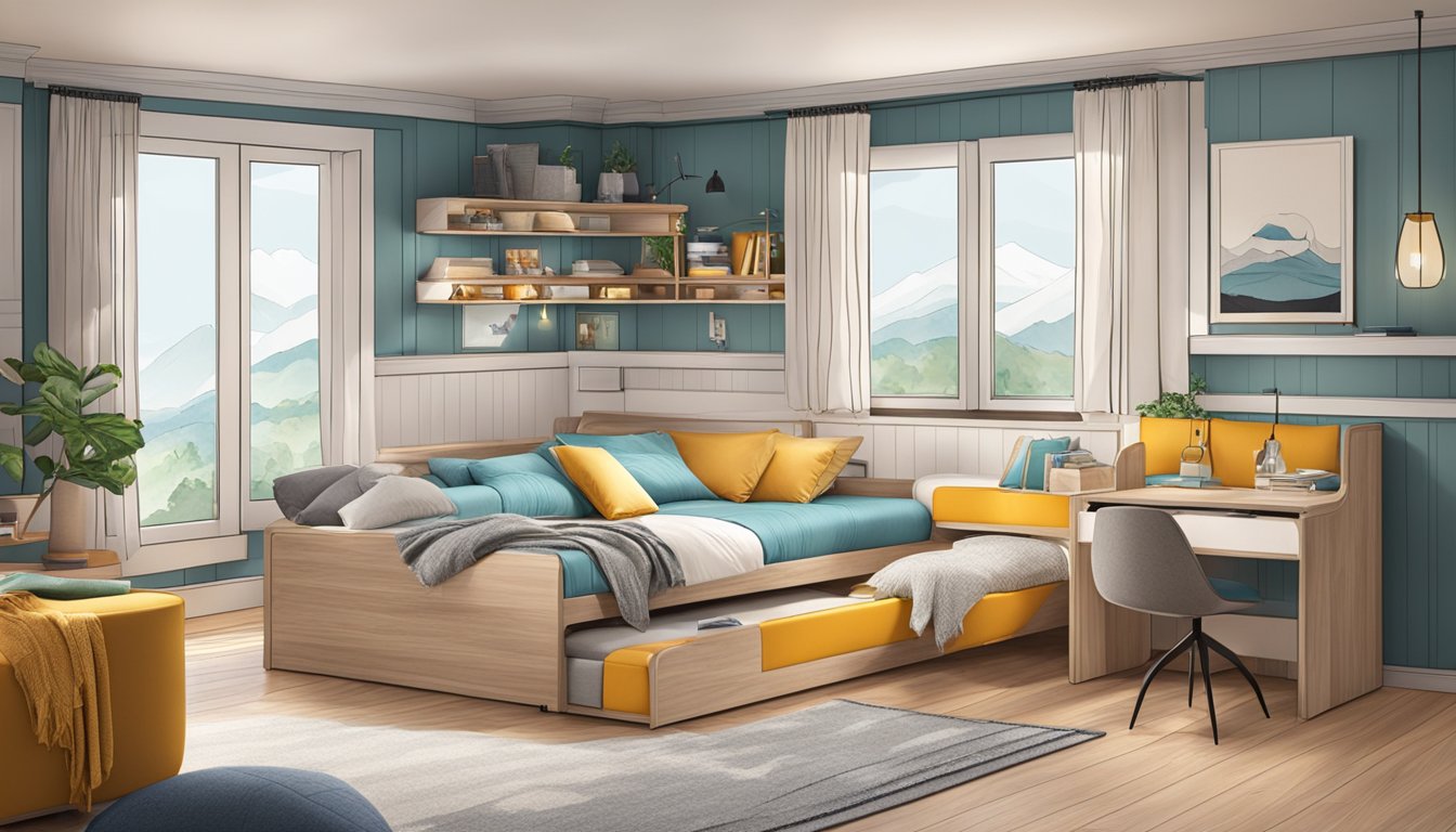 A cozy bedroom with a versatile 3 in 1 bed, showcasing its functionality and space-saving design