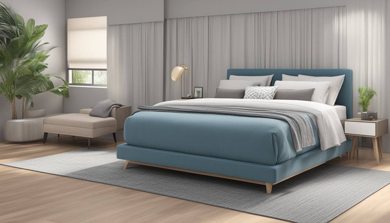 A variety of unique bed sizes, from extra-wide to extra-long, are displayed in a showroom