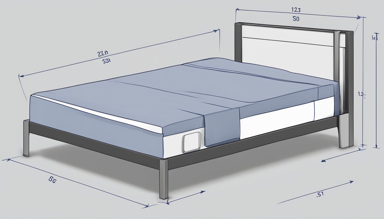 A measuring tape stretched across a super single bed, showing the dimensions in centimeters