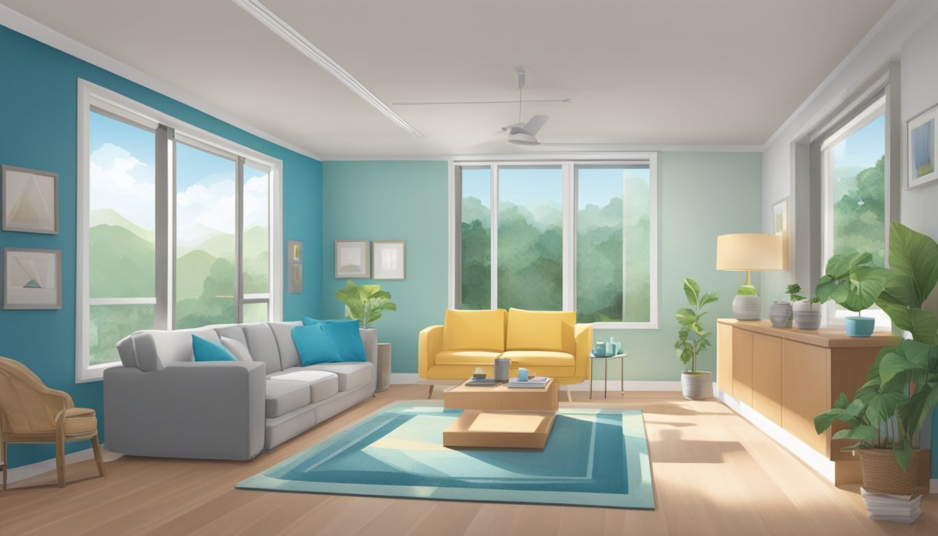 A room with Econo Cool air conditioning in use, showing lower energy consumption and comfortable temperature