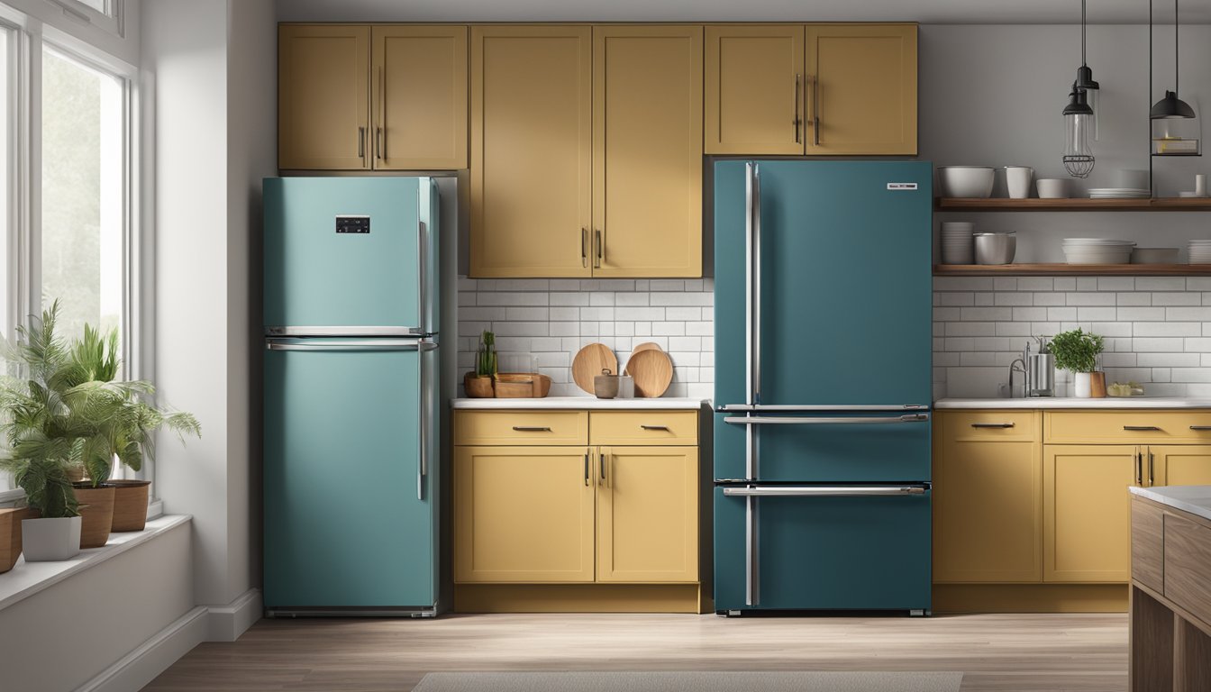 A 2-door fridge, 70 inches tall, 35 inches wide, and 30 inches deep, standing against a kitchen wall