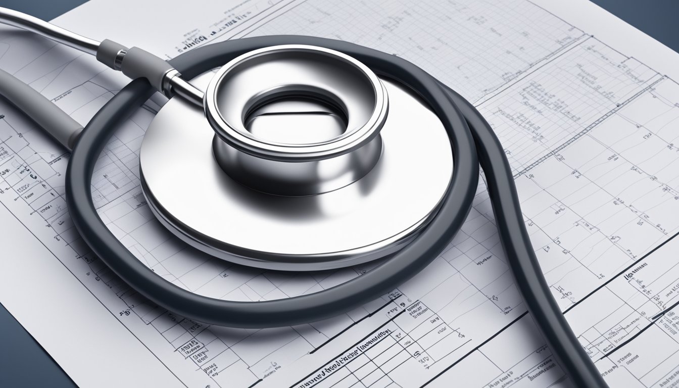 A stethoscope on a medical chart showing "TGA" and a list of symptoms