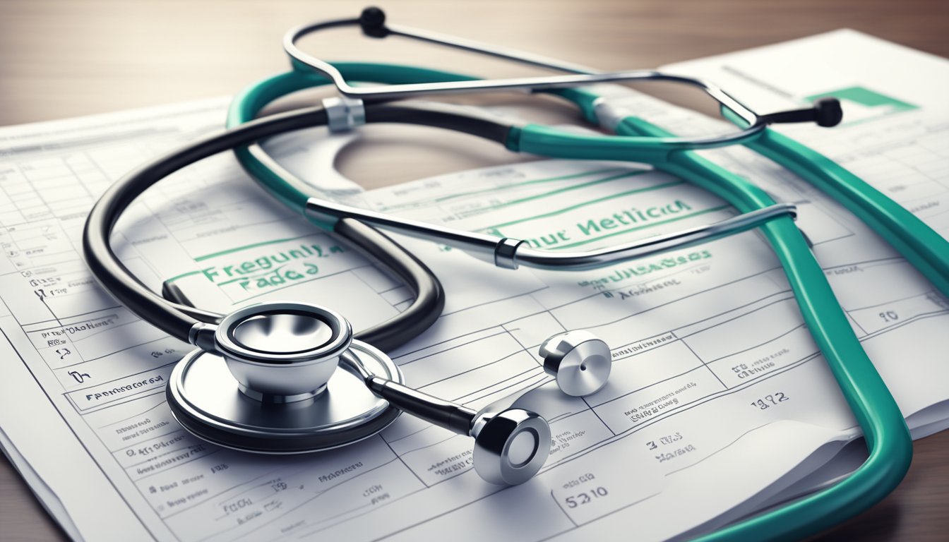 A stethoscope placed on a medical chart with the words "Frequently Asked Questions tga medical heart" prominently displayed