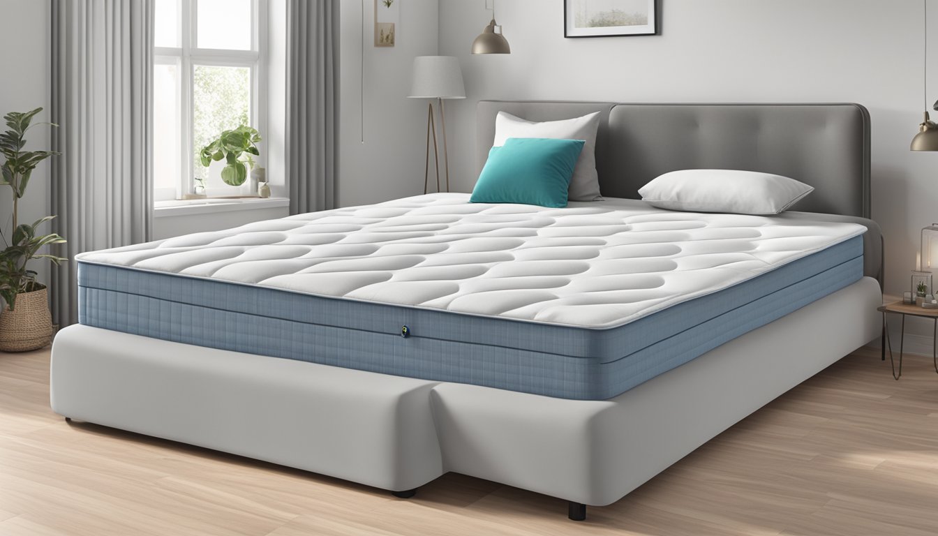A king single mattress measuring 107 cm x 203 cm, with a thickness of 20 cm, placed on a bed frame or platform