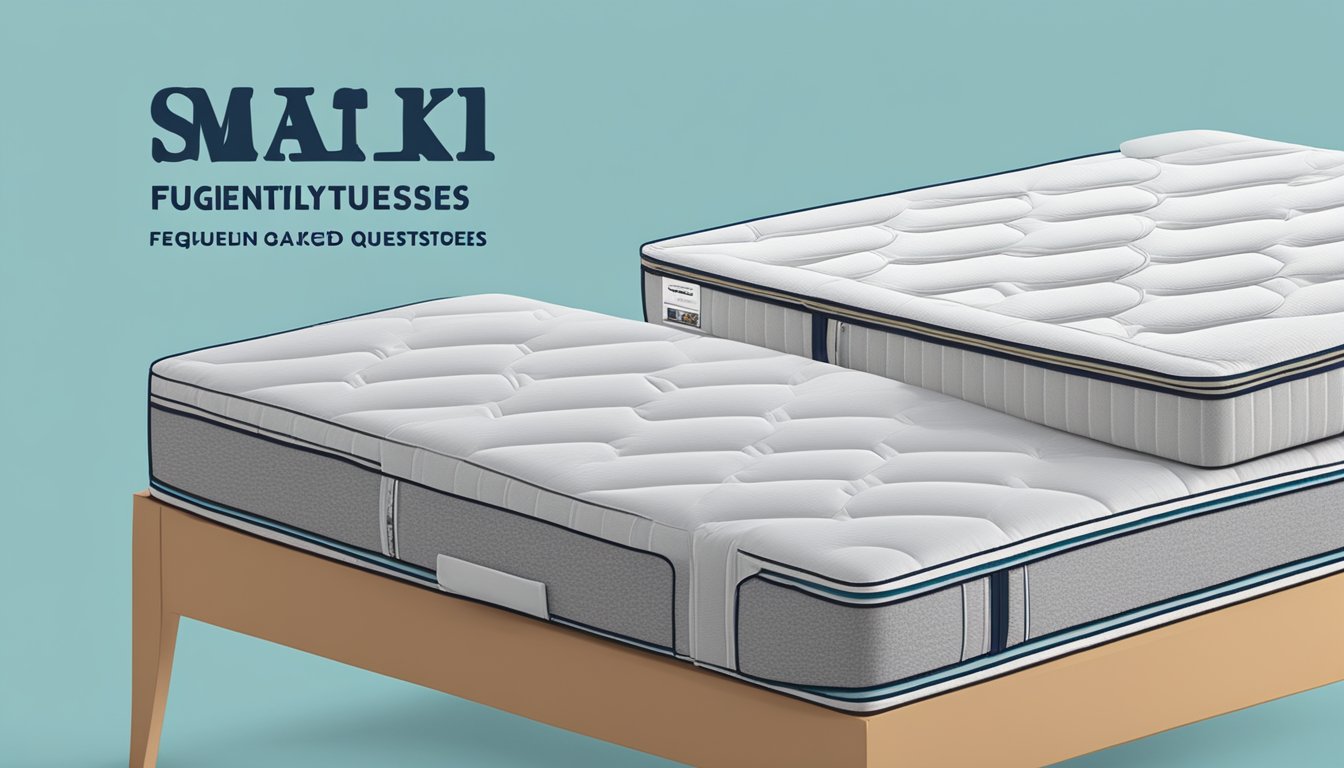 A stack of Maxcoil foldable mattresses with a "Frequently Asked Questions" pamphlet nearby