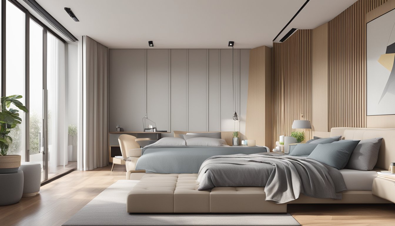 A full latex mattress in a modern bedroom with clean, minimalist decor and soft, natural lighting