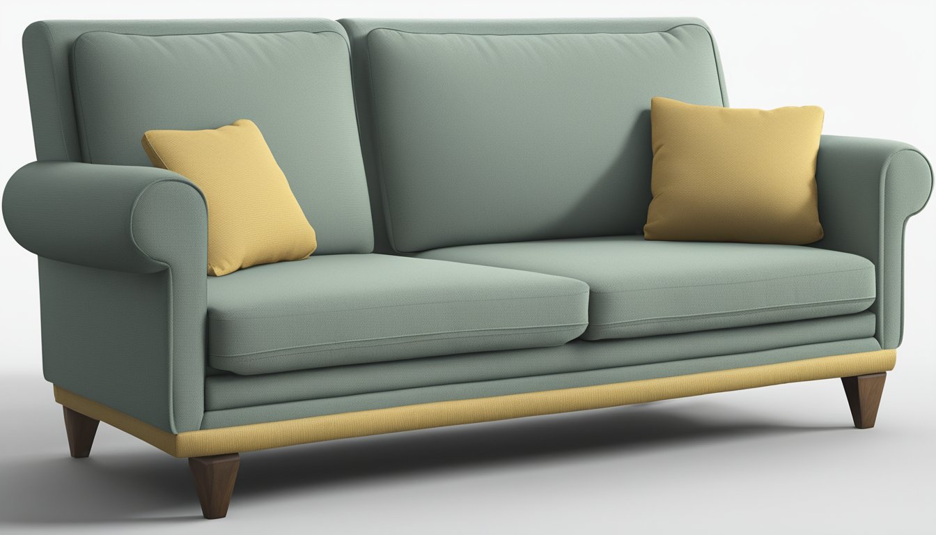 A sofa and a couch sit side by side, both with padded cushions and armrests. The sofa has a more formal, structured design, while the couch appears softer and more casual