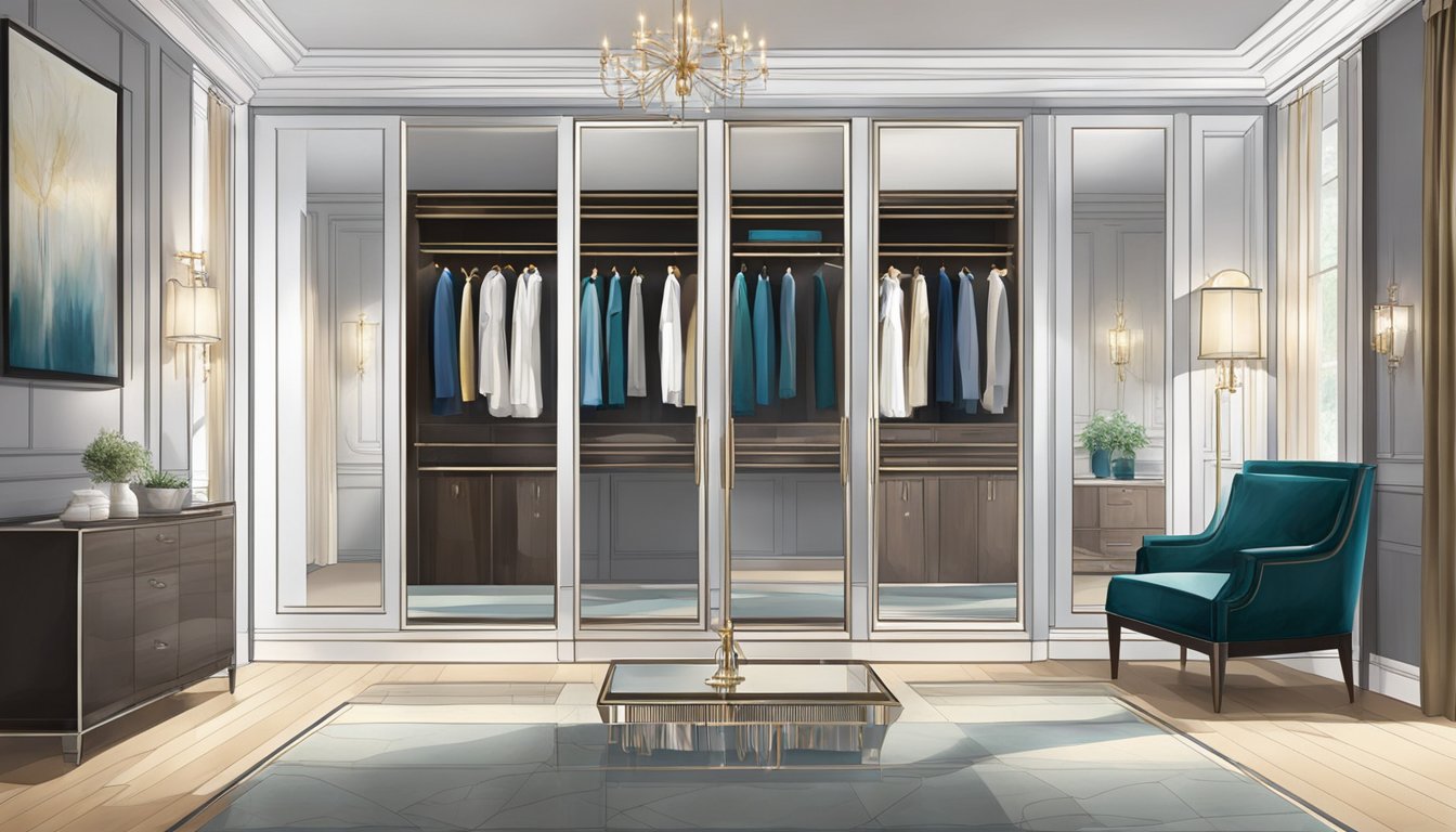 The mirrored wardrobe doors reflected the room's decor, creating an illusion of space and elegance