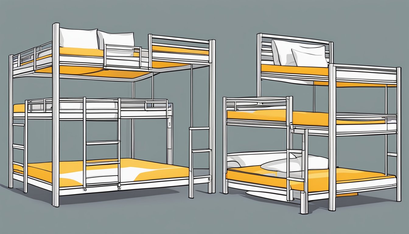 A queen size double decker bed with ladder and safety rail