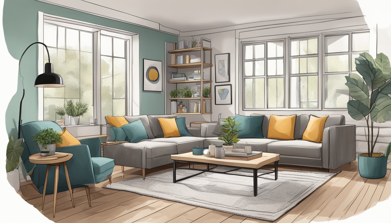 A cozy living room with a modern, affordable sofa bed, surrounded by stylish home decor and materials to suit any home
