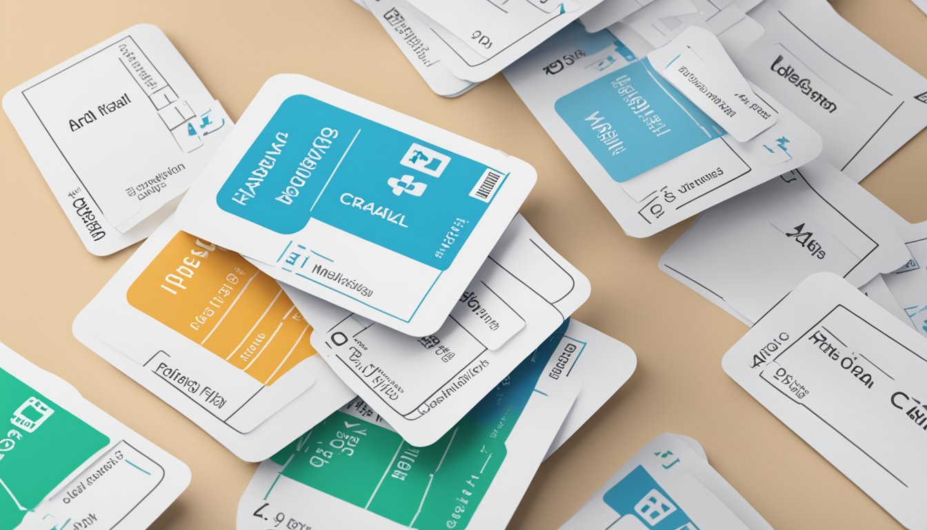 A stack of medical abbreviation cards for cardiology FAQs laid out on a desk