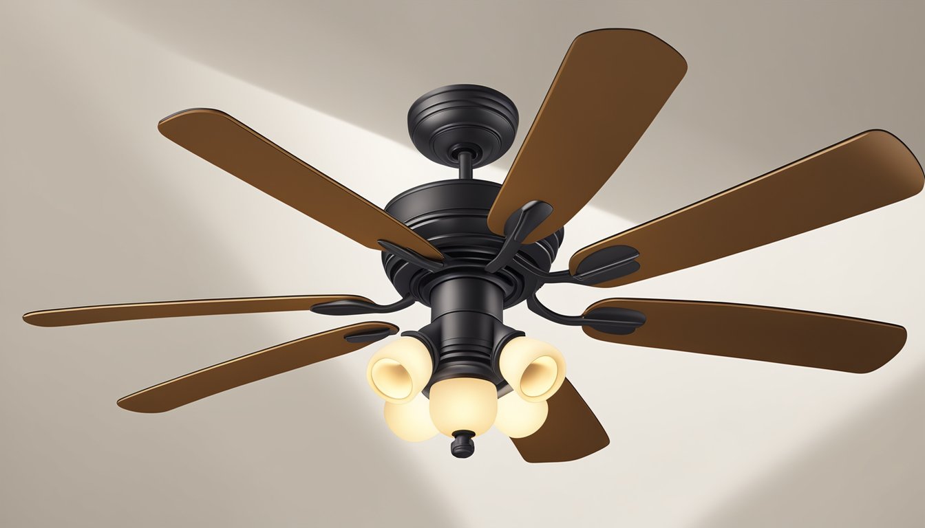 The ceiling fan light fixtures cast a warm glow across the room, their blades spinning rhythmically overhead