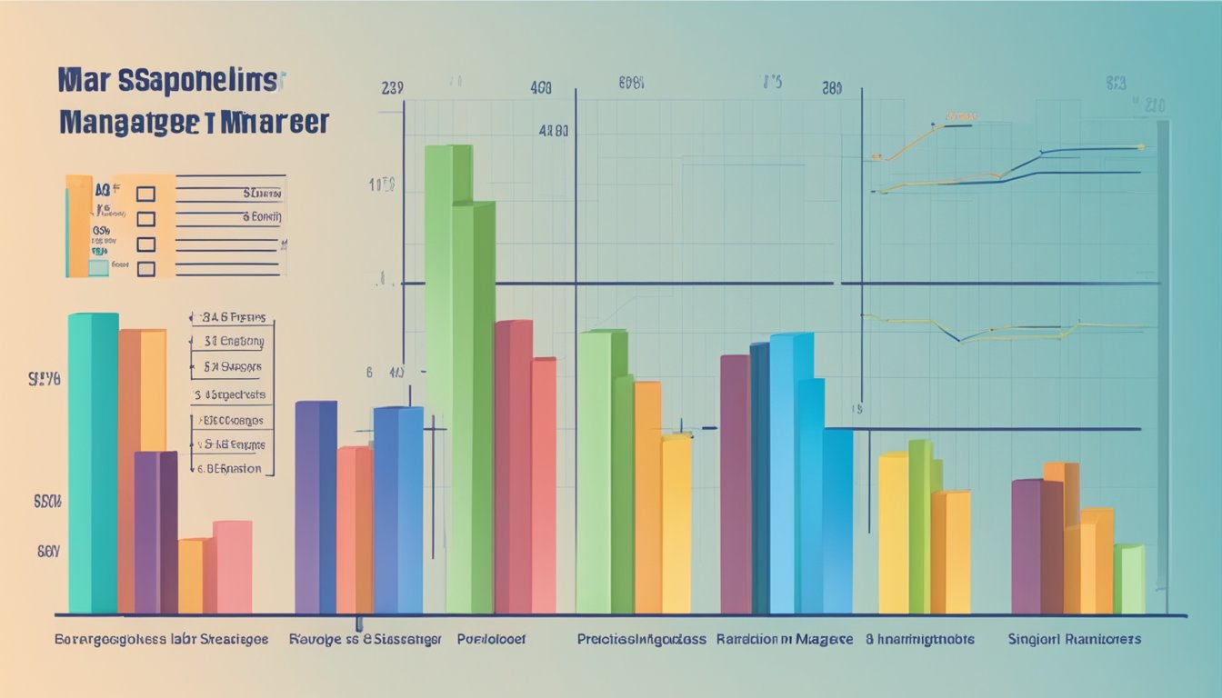 A bar graph showing the average project manager salaries in Singapore, with factors such as experience, education, and industry sector influencing the data