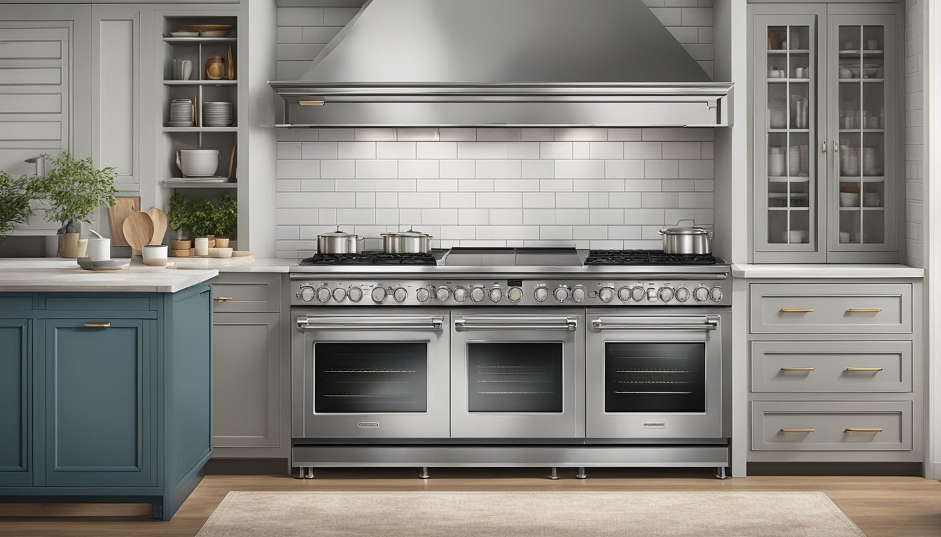 Various ovens line the kitchen, from sleek stainless steel to vintage models, showcasing different brands and types