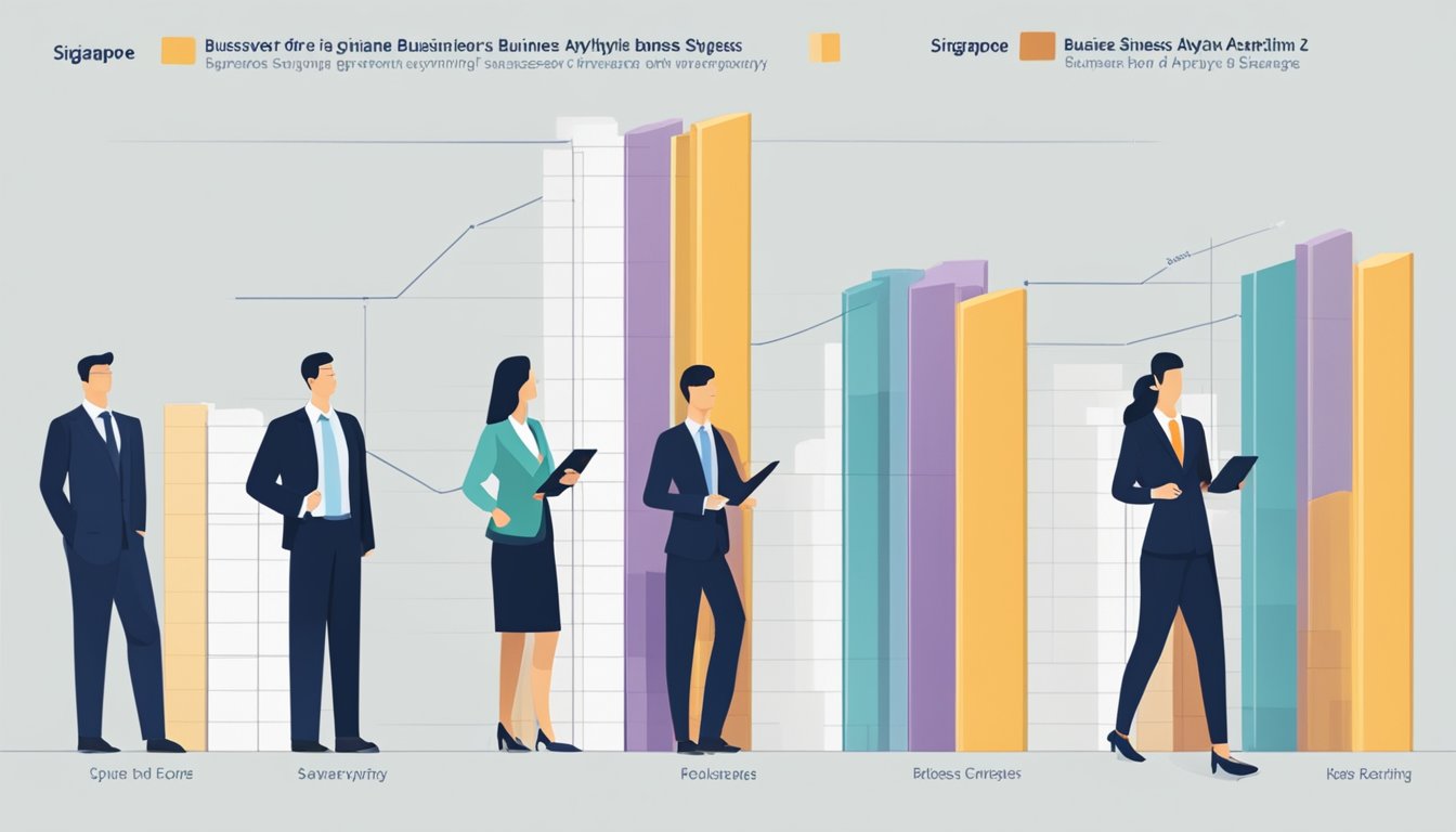 A bar graph showing varying salaries of business analysts in Singapore