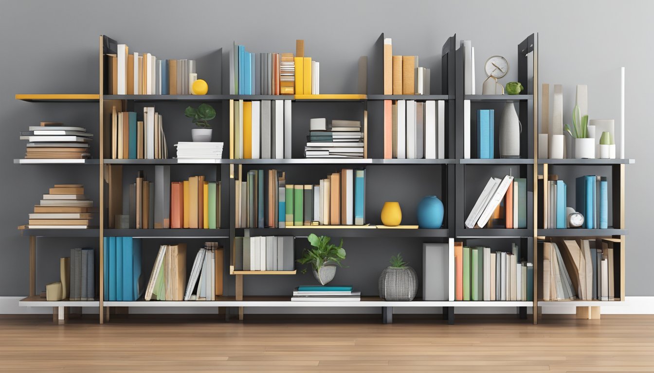 A modern bookshelf rack with sleek design and high-quality materials, showcasing various design varieties