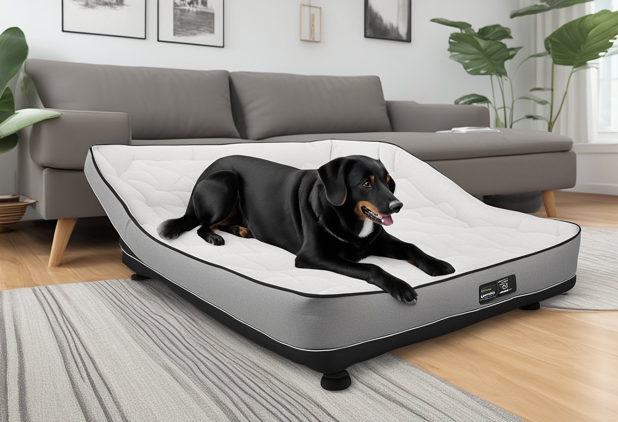 A cozy, cushioned bed with low entry for easy access, raised edges for support, and a soft, washable cover for senior dogs