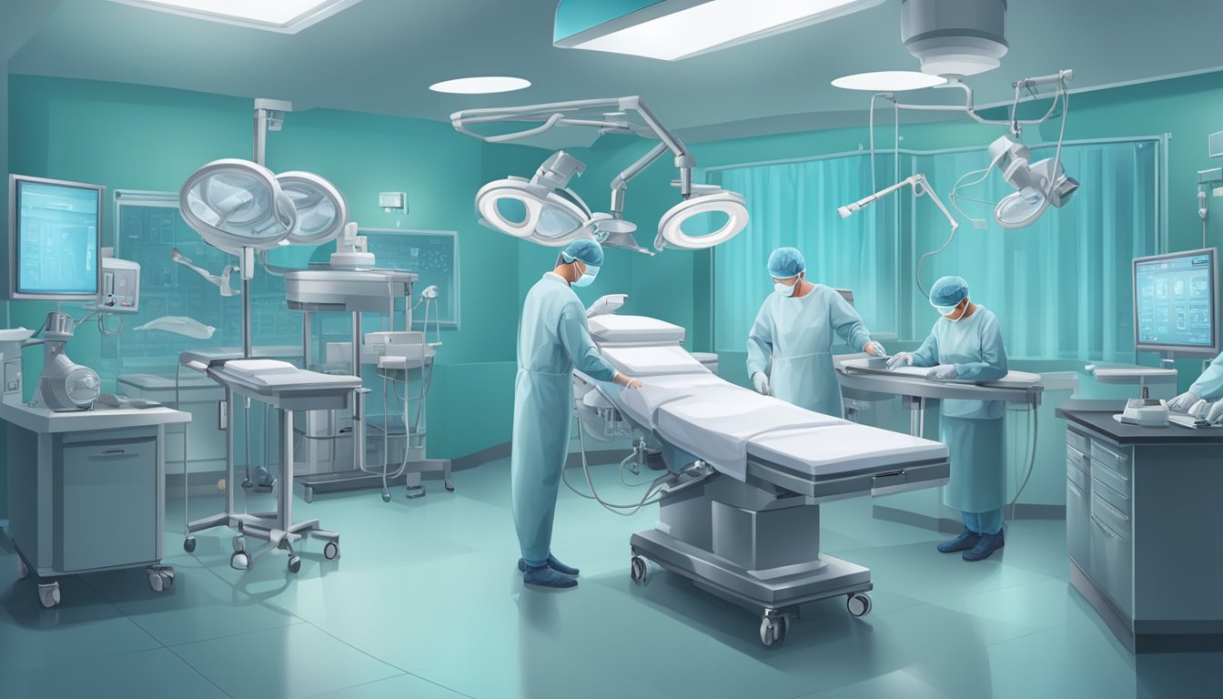 The heart surgery specialist is meticulously preparing the operating room, sterilizing tools, and reviewing the procedure steps