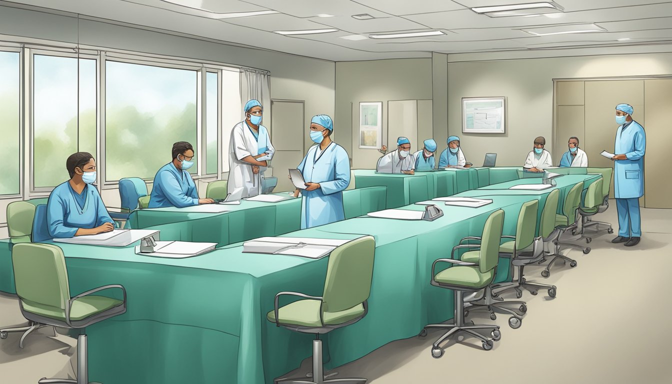 A heart surgery specialist answering questions in a hospital conference room