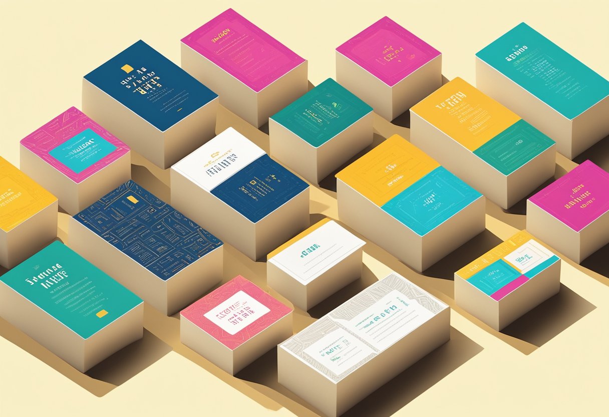 A stack of quote cards arranged in a neat row, with bold typography and vibrant colors, surrounded by beams of light symbolizing hope and faith