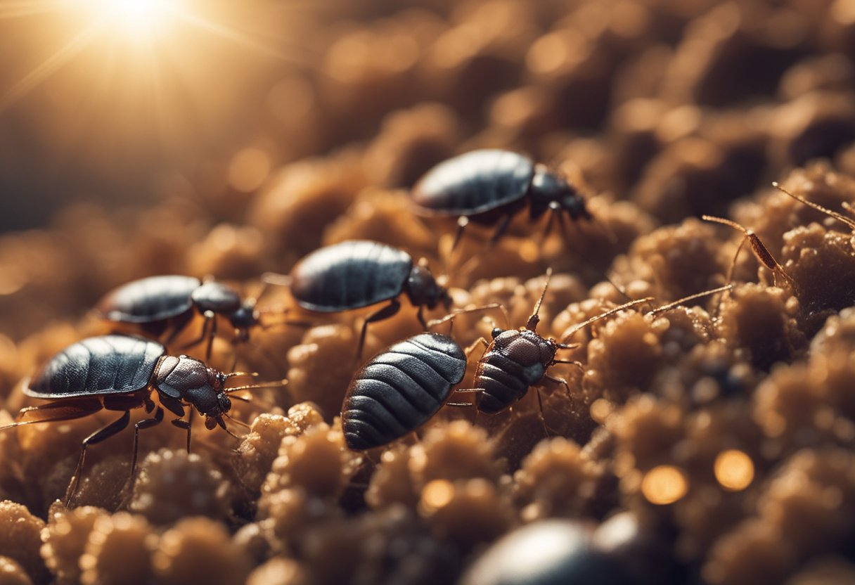 Bed bugs scatter away from a source of heat, seeking cooler areas to hide and lay eggs