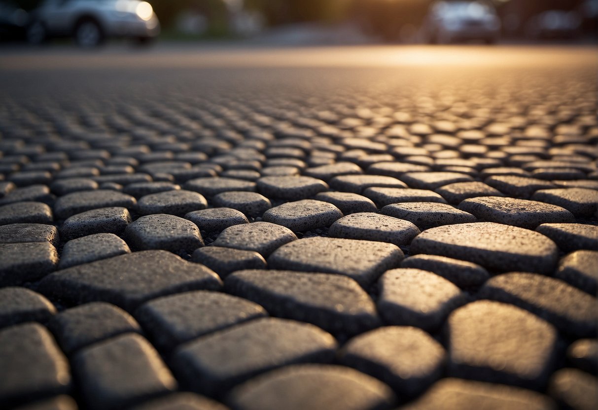 A hot asphalt pavement material undergoes temperature fluctuations, influencing paver selection. The material's thermal behavior is crucial for durability and performance