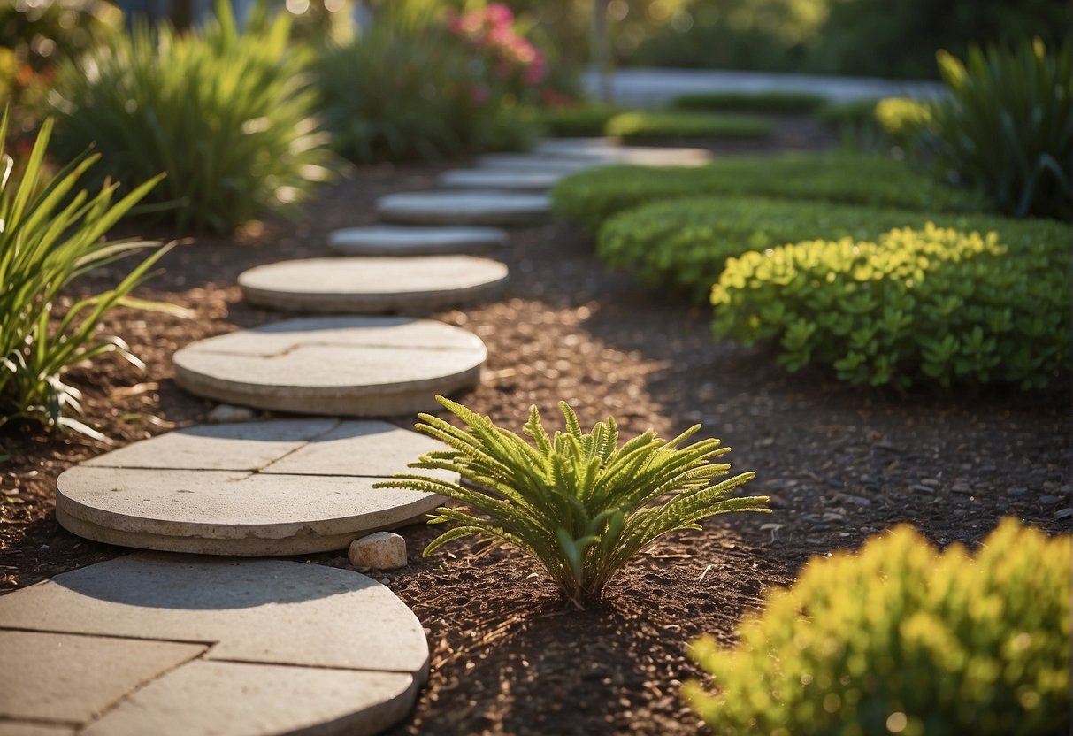 A garden in Fort Myers features pavers blending with native plants, enhancing aesthetics and property value