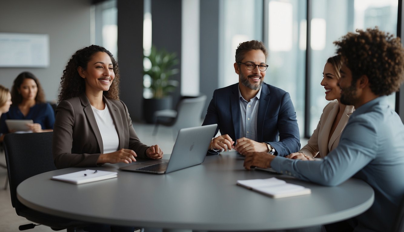 A group of virtual meeting participants engage in active discussion, using various interactive techniques to foster engagement and collaboration