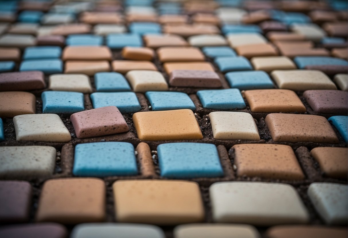 Pavers being tested with various stains and chemicals to assess resistance