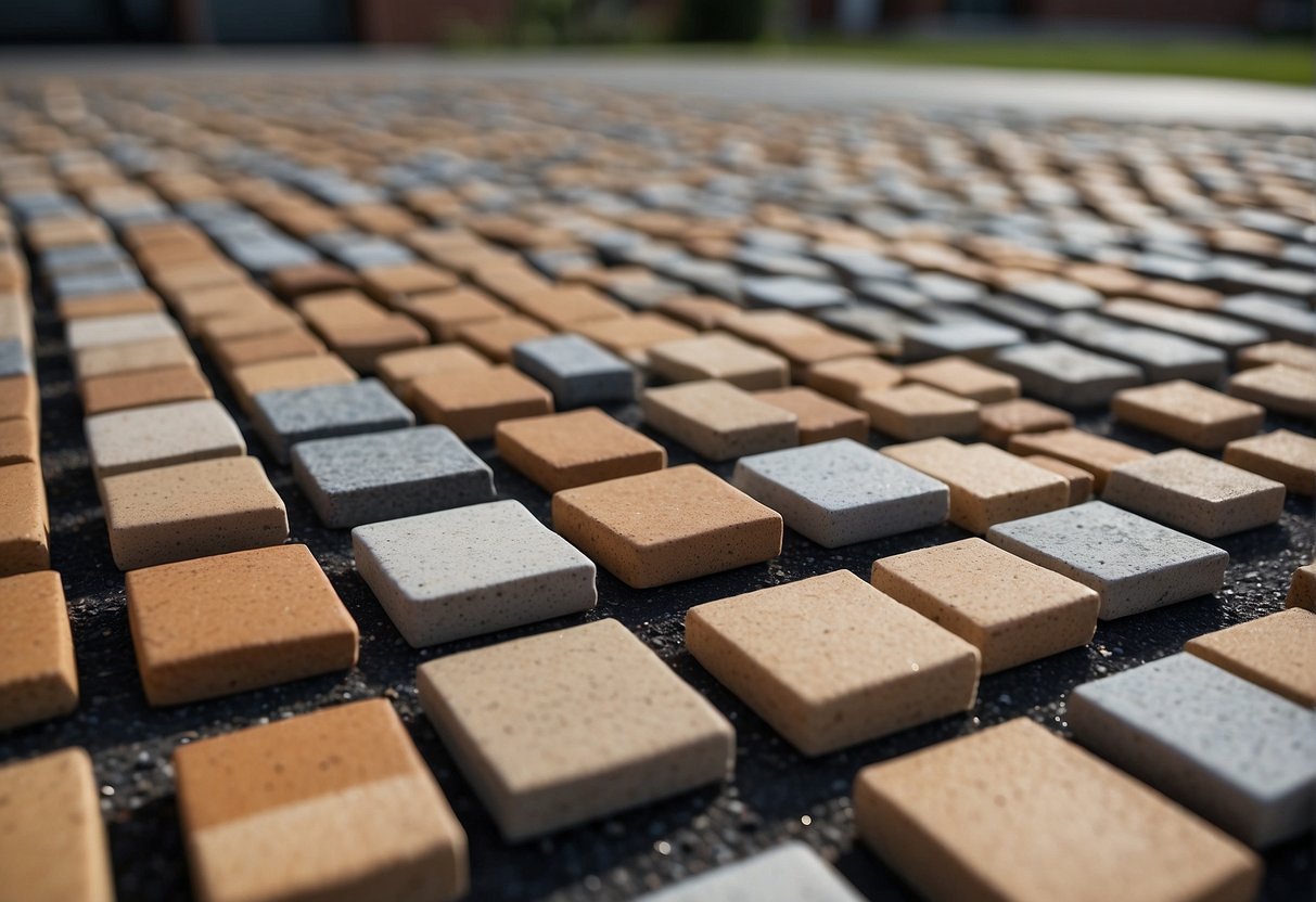 Pavers being tested for resistance to stains and chemicals in a controlled environment with various factors being assessed