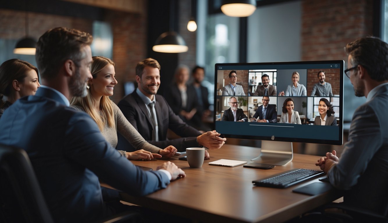 A virtual team meeting with feedback being exchanged, enhancing communication and effectiveness