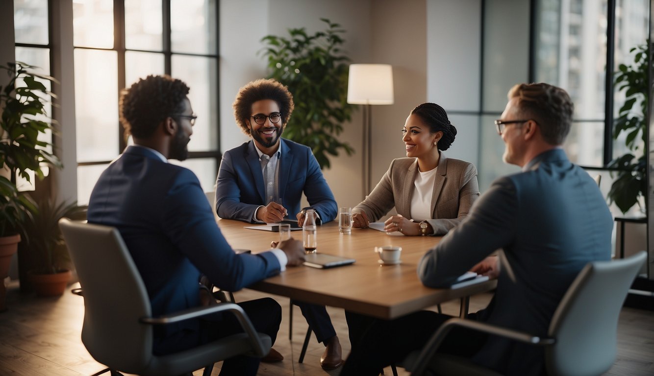 A diverse group of virtual participants engage in a client meeting, exchanging ideas and collaborating to foster inclusivity