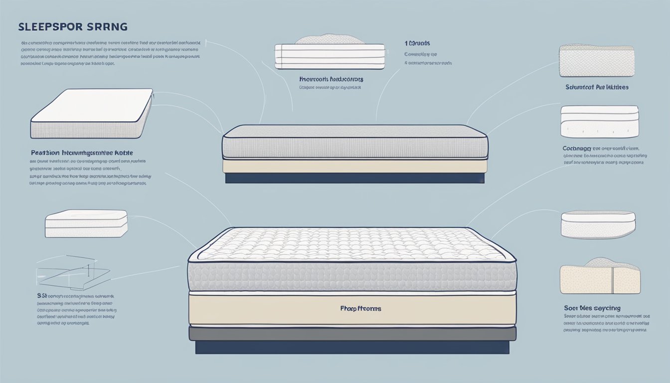 An innerspring mattress is shown with labeled parts and benefits for sleepers