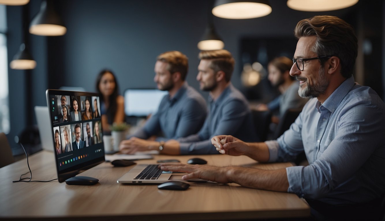 A virtual meeting leader uses emotional intelligence to engage and connect with participants, fostering a collaborative and productive atmosphere