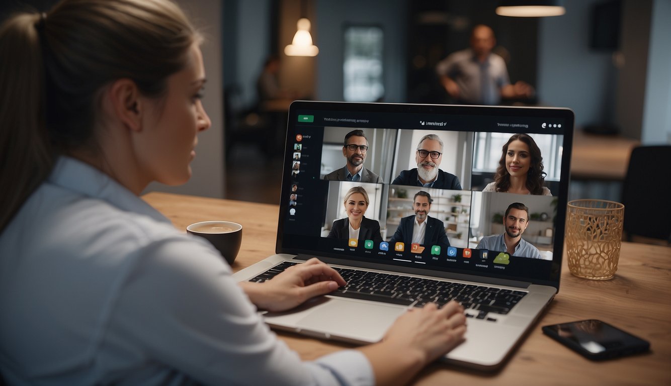 A virtual meeting with participants engaged and connected, displaying emotional intelligence in their interactions