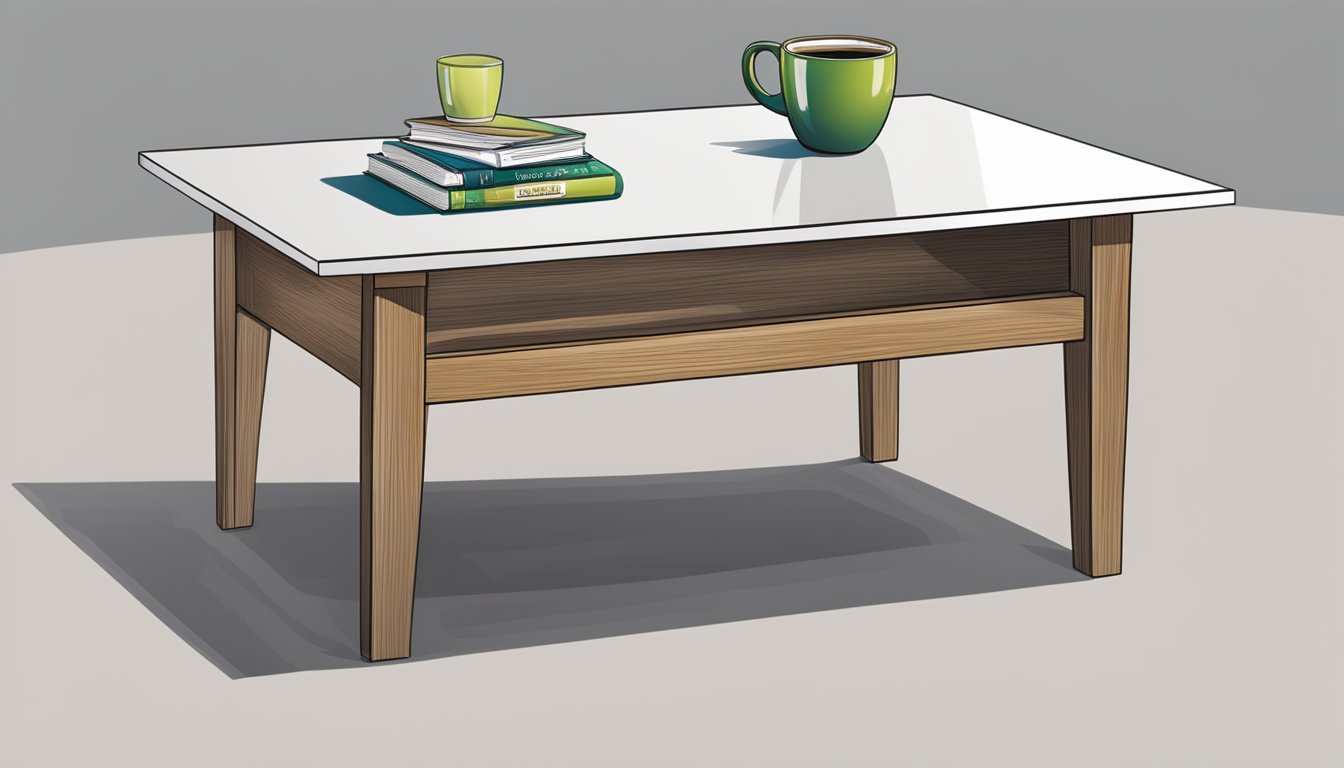 A standard coffee table sits at a height of around 18 inches, with a flat surface for placing drinks, books, and other items