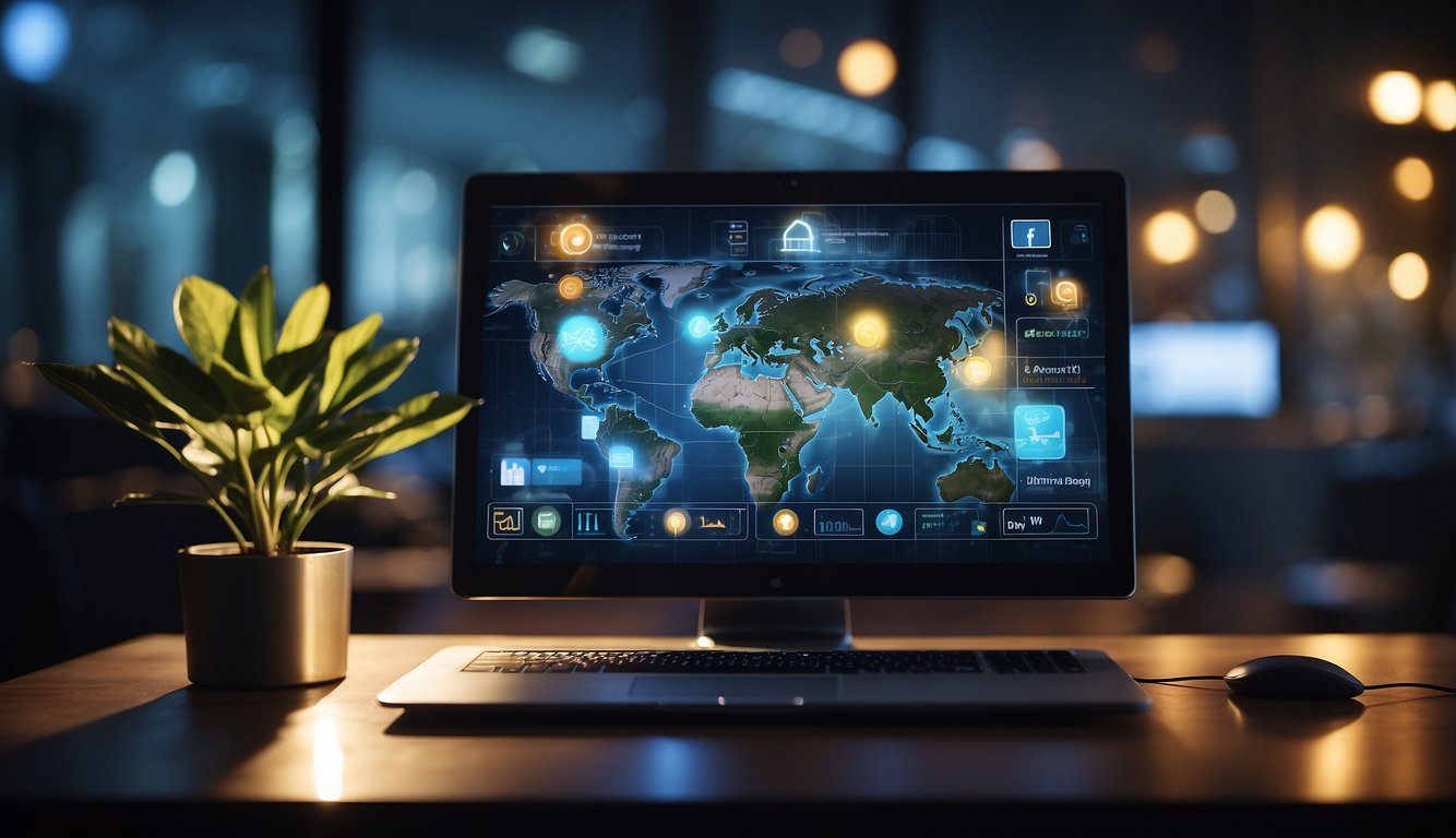 A computer screen displaying a virtual meeting with personalized elements and interactive features