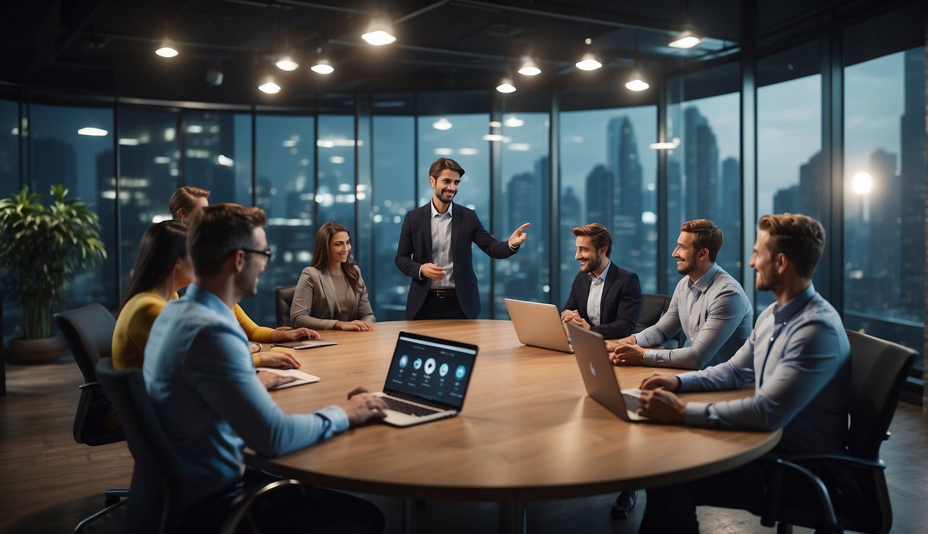 A virtual meeting with a transparent background, showing trust through open communication and collaboration