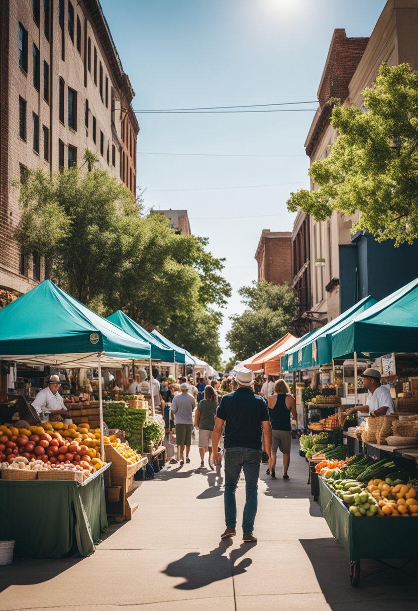 The bustling Waco Downtown Farmers Market, filled with colorful stalls and lively chatter, invites visitors to explore local produce and artisan goods in 2024