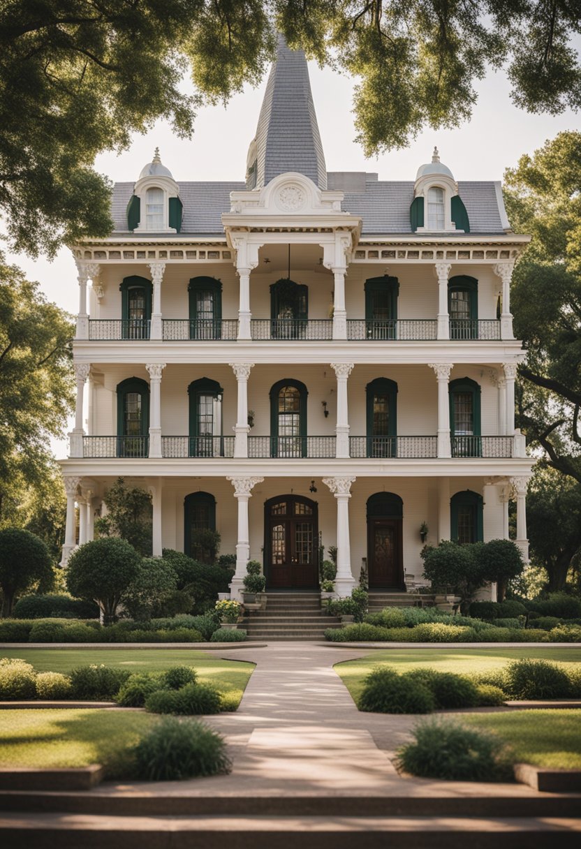 The East Terrace Museum in Waco features Victorian architecture and well-maintained grounds