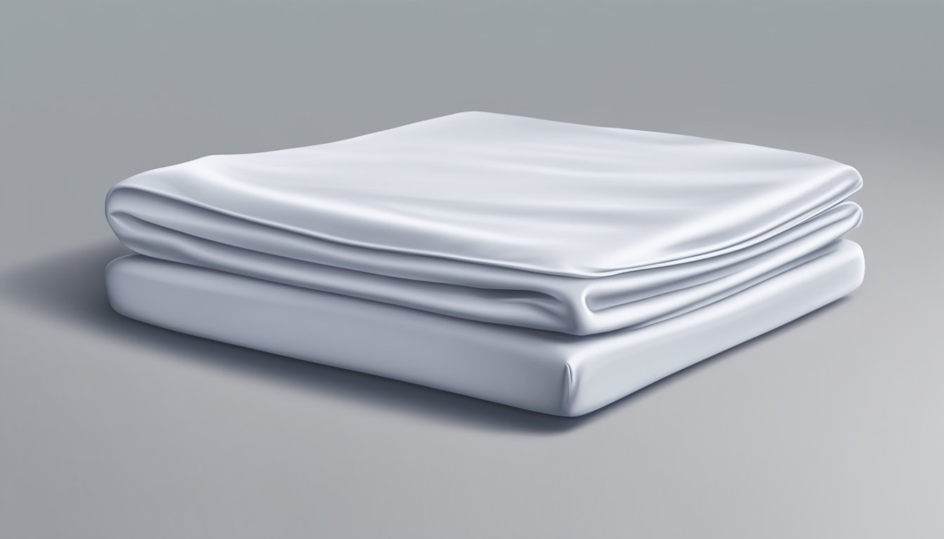 A neatly folded fitted bed sheet on a mattress, with crisp edges and elastic corners