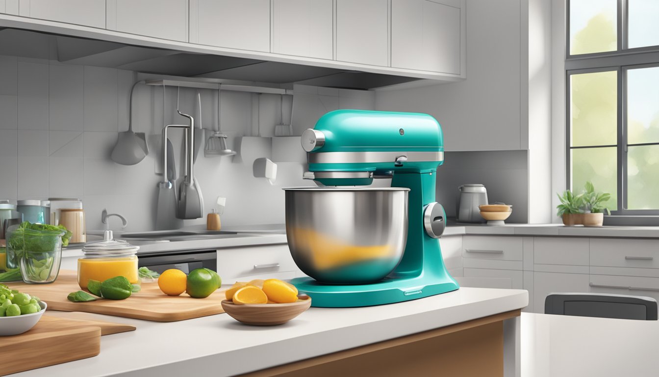 A handheld mixer whirs in a modern kitchen in Singapore