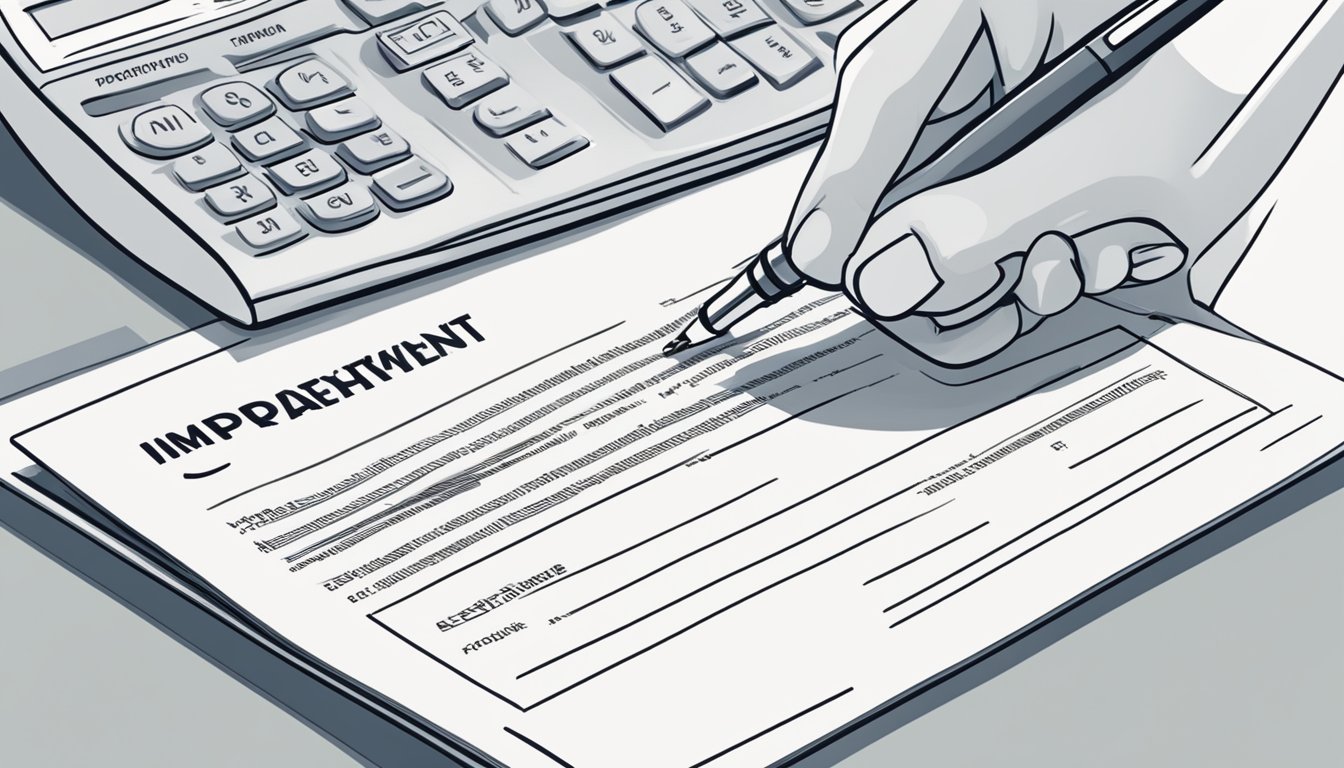A hand holding a pen, signing a document with the title "Important Terms and Conditions dbs cashline repayment Singapore" prominently displayed