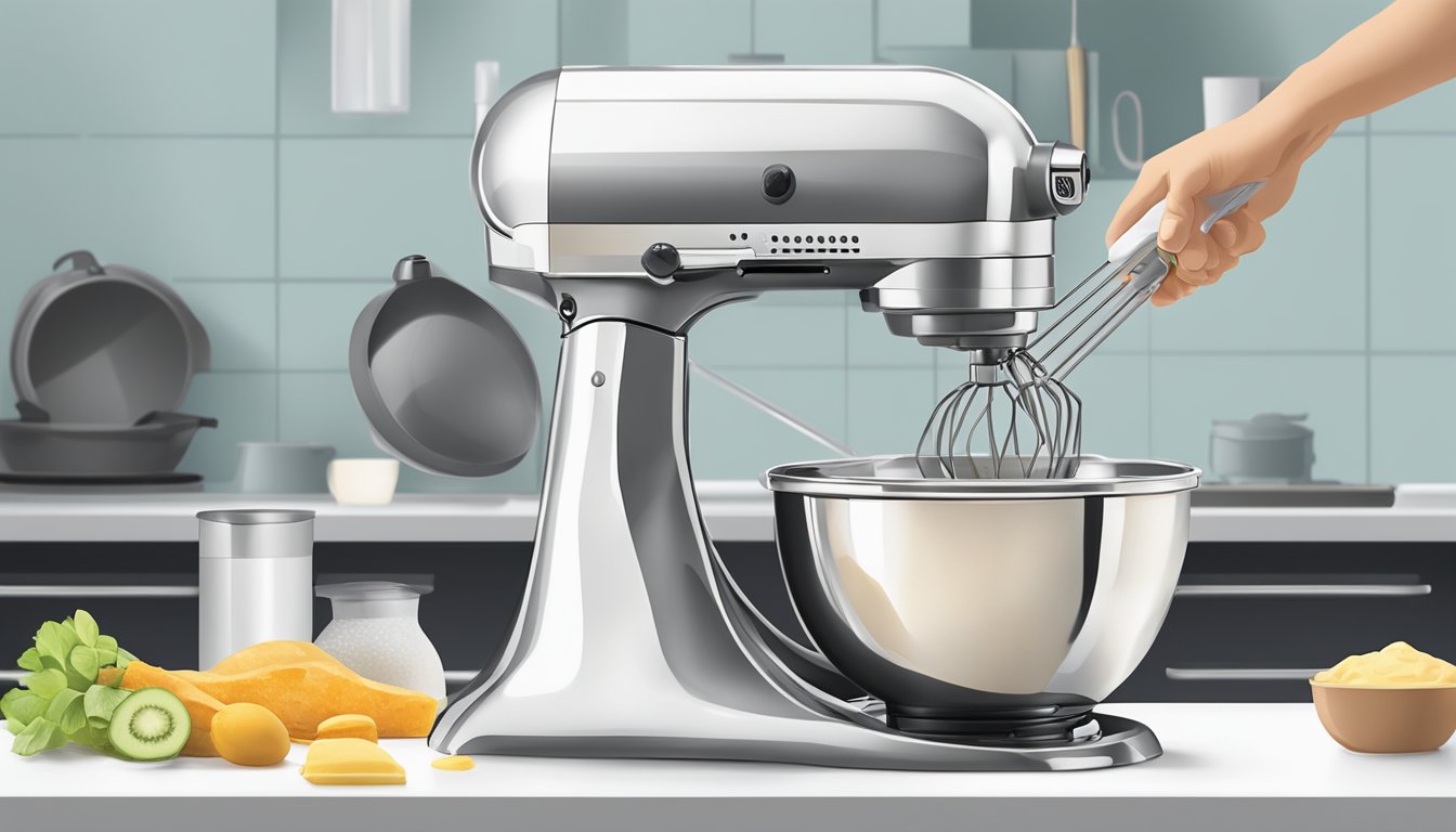 A hand mixer whips up batter in a modern kitchen in Singapore