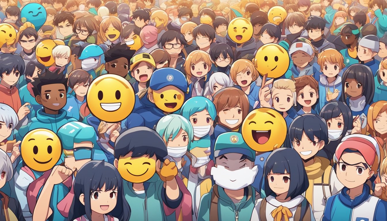 Fans interacting with digital platforms, voting on polls, sharing content, and participating in online challenges. Emojis, likes, and comments fill the screen, creating a sense of community and engagement