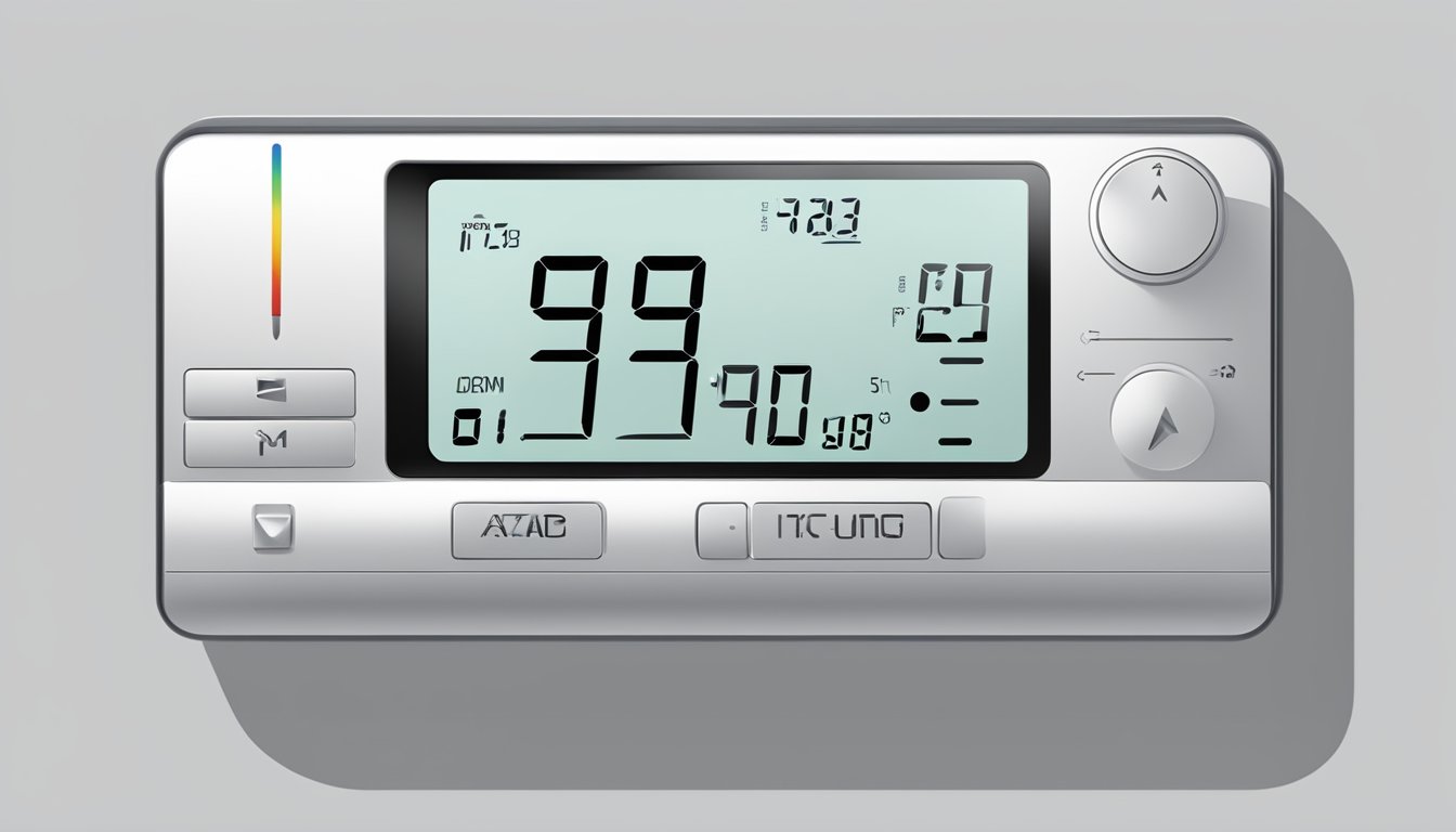 The Mitsubishi air conditioner remote displays symbols: power, mode, temperature, fan speed, and swing